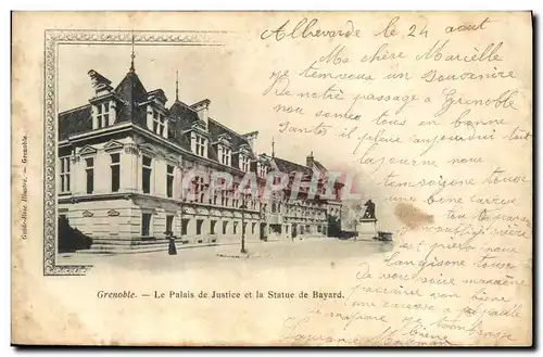 Cartes postales Grenoble Le Palais de Justice et la statue de Bayard