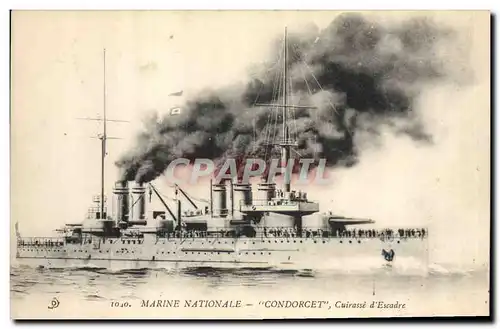 Cartes postales Bateau de Guerre Marine Nationale Condorcet Cuirasse d'Escadre