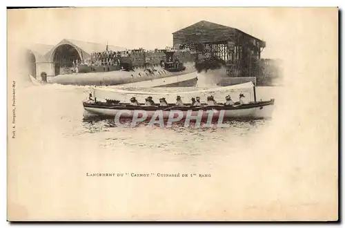 Cartes postales Bateau de Guerre Lancement du Carnot Cuirasse de 1er rang