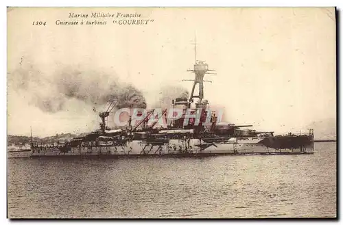 Ansichtskarte AK Bateau de Guerre Marine Militaire Francaise Cuirasse a turbines Courbet