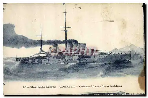 Cartes postales Bateau de Guerre Marine de Guerre Courbet Cuirasse d'escadre a turbines