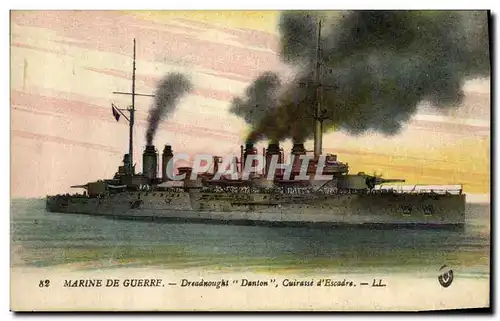 Cartes postales Bateau de Guerre Marine de guerre Dreadnought Danton Cuirasse d'escadre