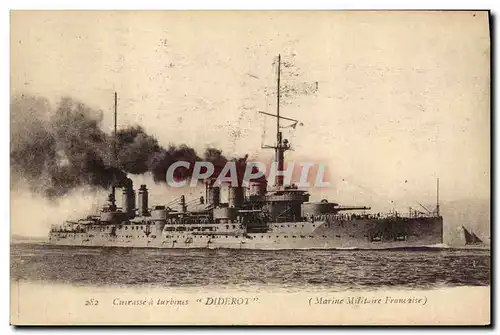 Ansichtskarte AK Bateau de Guerre Cuirasse a turbines Diderot Marine Militaire Francaise