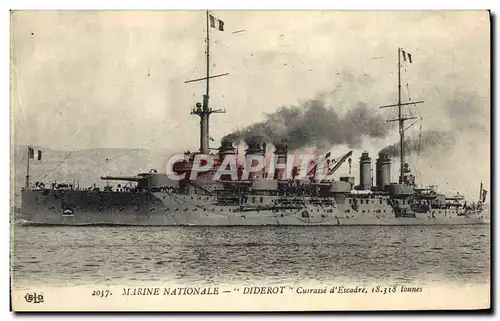 Cartes postales Bateau de Guerre Marine Nationale Diderot cuirasse d'escadre 18318 tonnes