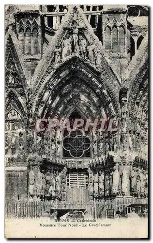 Ansichtskarte AK Militaria Reims Cathedrale Voussure Tour Nord Le Crucifiement