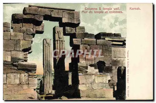 Ansichtskarte AK Egypt Egypte Karnak Mur du temple et colonnes