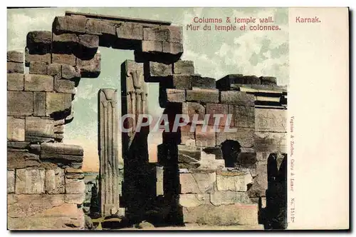 Cartes postales Egypt Egypte Karnak Mur du temple et colonnes