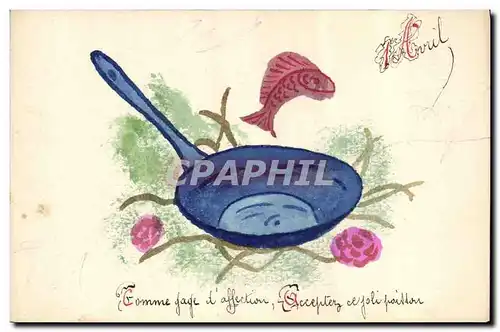 Cartes postales Fantaisie (dessin a la main ) Poisson 1 Avril Comme gage d'affection Acceptez ce joli poisson