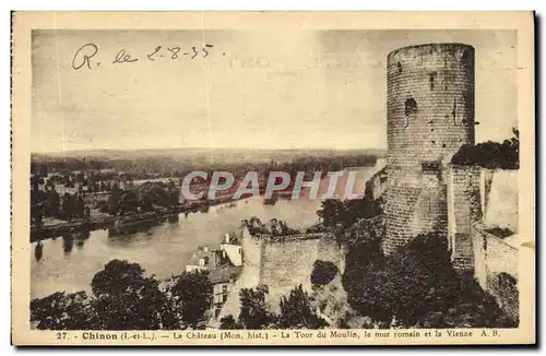 Ansichtskarte AK Chinon Le Chateau La Tour du Moulin le mur romain et la Vienne