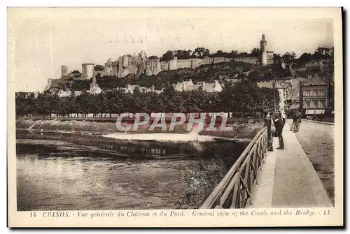 Cartes postales Chinon Vue generale du chateau et du pont