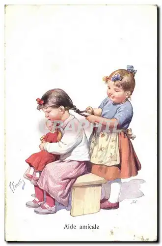 Cartes postales Fantaisie Enfants Poupee  Aide amicale