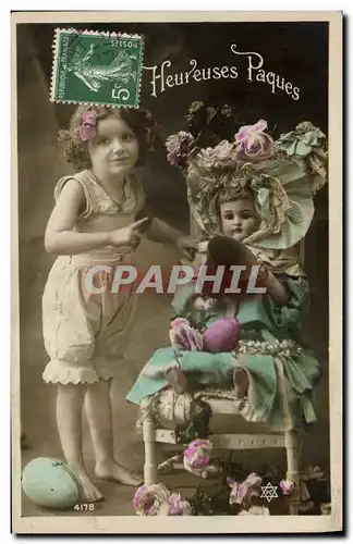 Cartes postales Fantaisie Enfants Poupee  Heureuses Paques