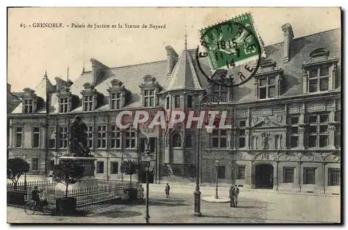 Ansichtskarte AK Grenoble Palais de Justice et la Statue de Bayard
