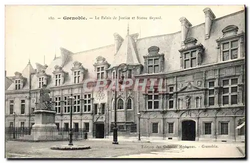 Cartes postales Grenoble Le Palais de Justice et Statue Bayard