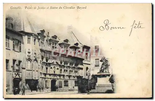 Cartes postales Grenoble Palais de Justice et Statue du Chevalier Bayard