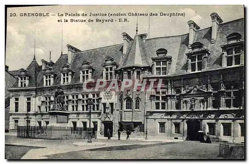 Cartes postales Grenoble Le Palais de Justice (ancien Chateau des Dauphins) et la Statue de Bayard