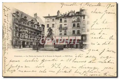 Cartes postales Grenoble Le Palais de Justice & la Statue de Bayard