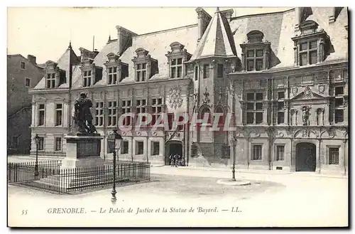 Cartes postales Grenoble Le Palais de Justice et la Statue de Bayard