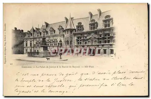 Cartes postales Grenoble Le Palais de Justice & la Statue de Bayard