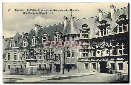 Cartes postales Grenoble Le Palais de Justice (Ancien palais des Dauphins) et la Statue de Bayard