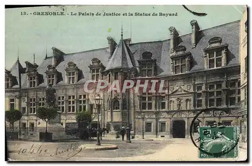 Ansichtskarte AK Grenoble Le Palais de Justice et la Statue de Bayard