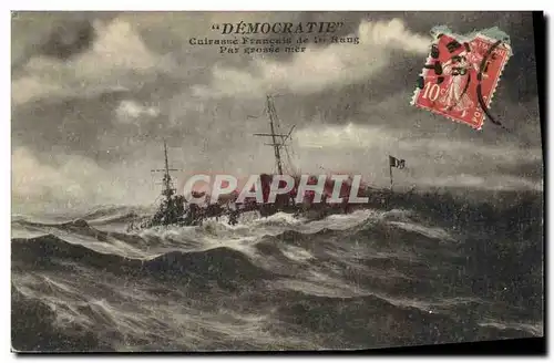 Cartes postales Bateau de guerre Democratie cuirasse Francais de Premier Rang