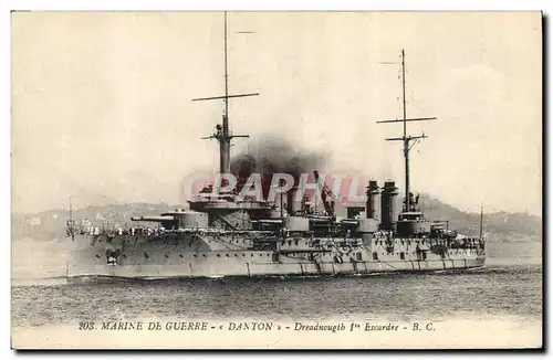 Cartes postales Bateau de guerre Marine de Guerre Danton Dreadnougth Premier Escadre