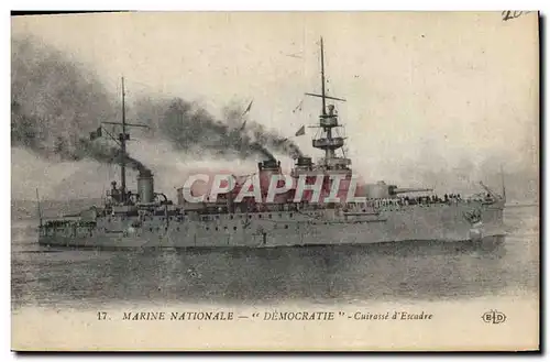 Cartes postales Bateau de guerre Marine Nationale Democratie Cuirasse d'Escadre