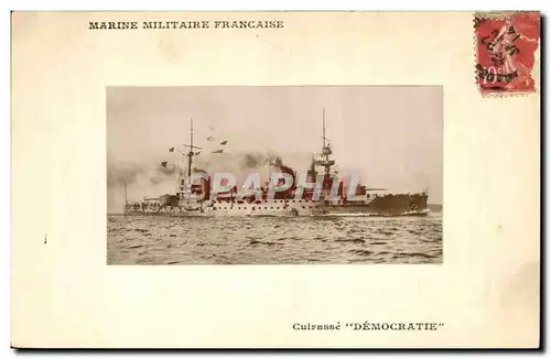 Cartes postales Bateau de guerre Marine Militaire Francaise Cuirasse Democratie