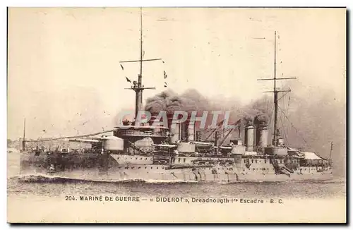 Cartes postales Bateau de guerre Marine de Guerre Diderot Dreadnougth premier escadre