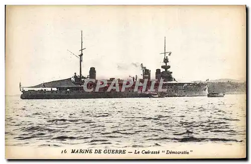 Cartes postales Bateau de guerre Marine de Guerre Le Cuirasse Democratie