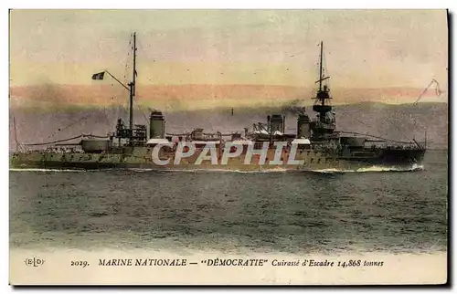 Cartes postales Bateau de guerre Marine Nationale Democratie Cuirasse d'Escadre