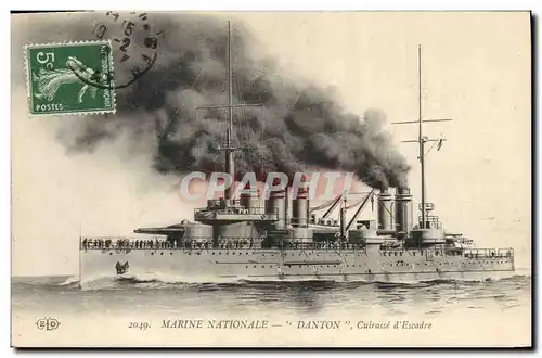 Cartes postales Bateau de guerre Marine Nationale Danton Cuirasse D'Escadre