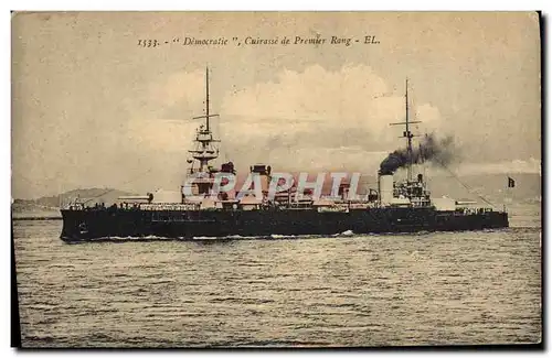 Cartes postales Bateau de guerre Democratie Cuirasse de Premier Rang