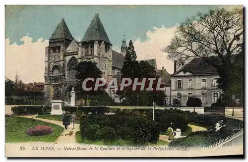 Cartes postales Le Mans Notre Dame de la Couture et le Square de la Prefecture