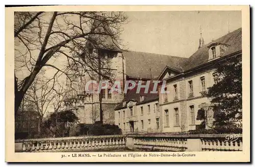 Cartes postales Le Mans la Prefecture et l'Eglise de Notre Dame de la Couture