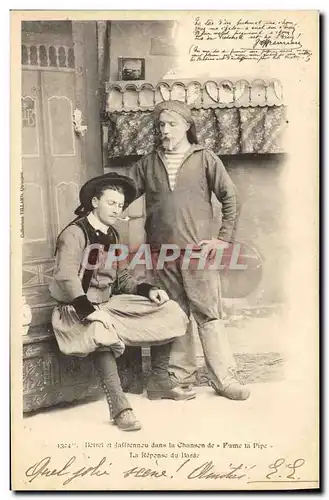 Cartes postales Folklore Botrel et Jaffrenou dans la chanson fume ta pipe
