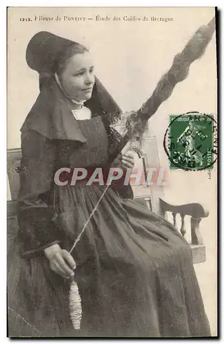 Cartes postales Folklore Fileuse de Pontivy Etude des Coiffes de bretagne