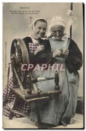 Cartes postales Folklore Pontivy comme est facile avec un baiser de tout obtenir de grand mere