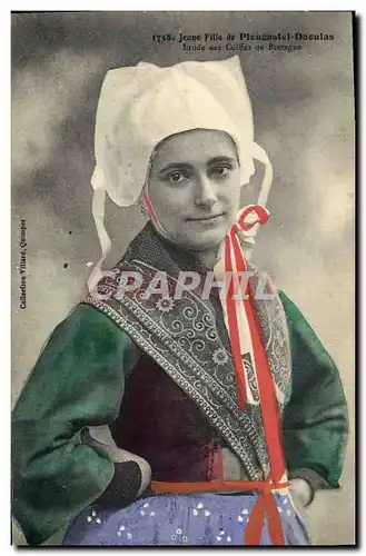 Cartes postales Folklore jeune fille de Plougastel Daoulas etude des Coiffes de bretagne