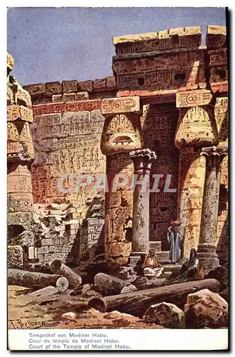 Ansichtskarte AK Egypte Egypt Cour du temple de Medinet Habu