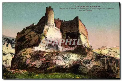 Cartes postales Fontaine de Vaucluse Ruines du Chateau de Petrarque et des eveques de Cavaillon