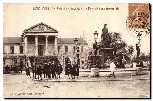 Ansichtskarte AK Issoudun Le Palais de Justice et la Fontaine Monumentale