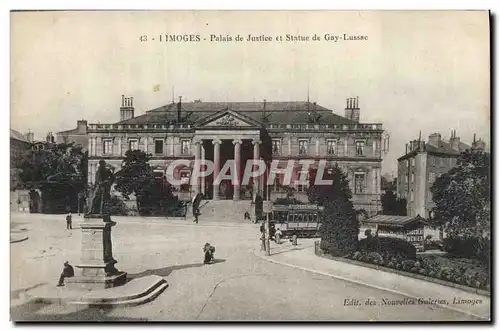 Ansichtskarte AK Limoges Palais de Justice et Statue de Gay Lussac Tramway