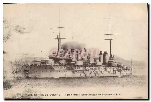 Cartes postales Bateau de guerre Danton Dreadnought 1r d'escadre