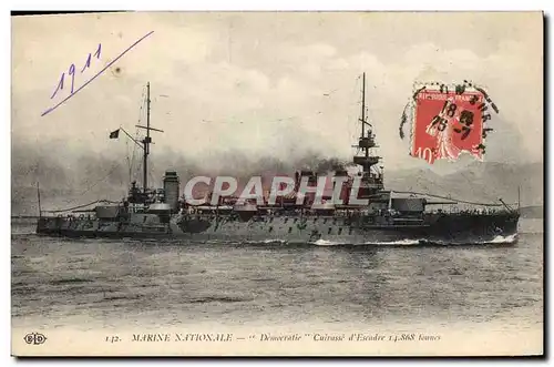 Cartes postales Bateau de guerre Democratie Cuirasse d'escadre