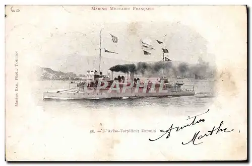 Cartes postales Bateau de guerre L'aviso Torpilleur Dunois