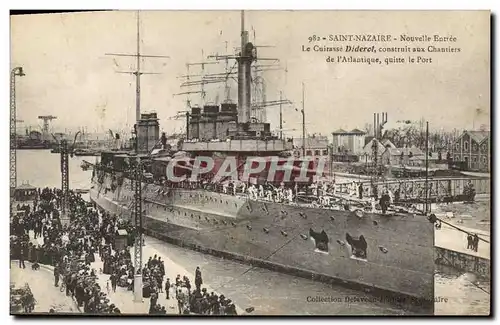 Cartes postales Bateau de guerre Saint Nazaire nouvelle entree La Cuirasse Diderot construit aux Chantiers de l'