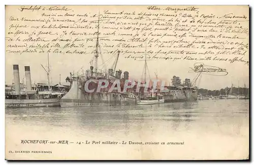 Cartes postales Bateau de guerre Rochefort sur Mer Le port militaire Le Davout Croiseur en armement