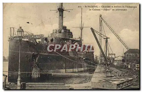 Cartes postales Bateau de guerre St Nazaire Chantiers et Ateliers de l'Atlantique Le cuirasse Diderot en achevem